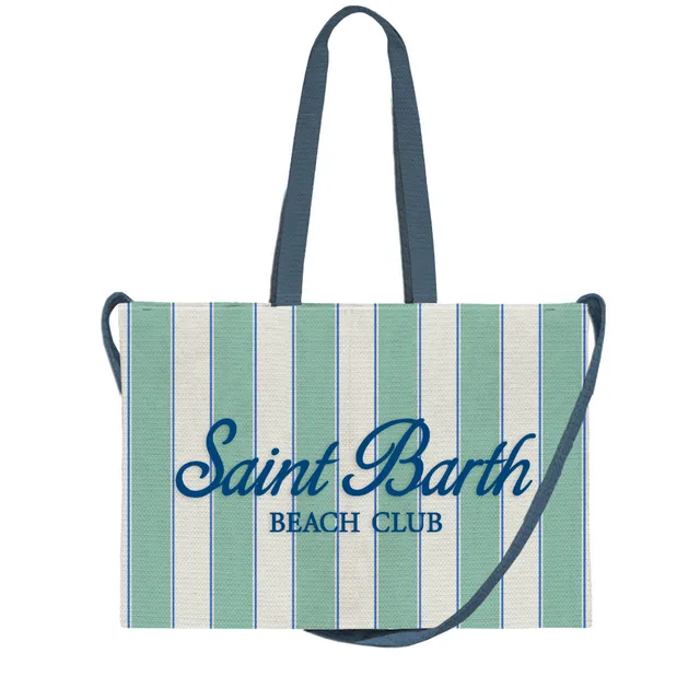MC2 Essential Canvas borsa donna righe verde salvia navy