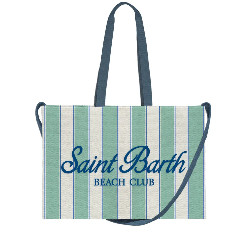 MC2 Essential Canvas borsa donna righe verde salvia navy