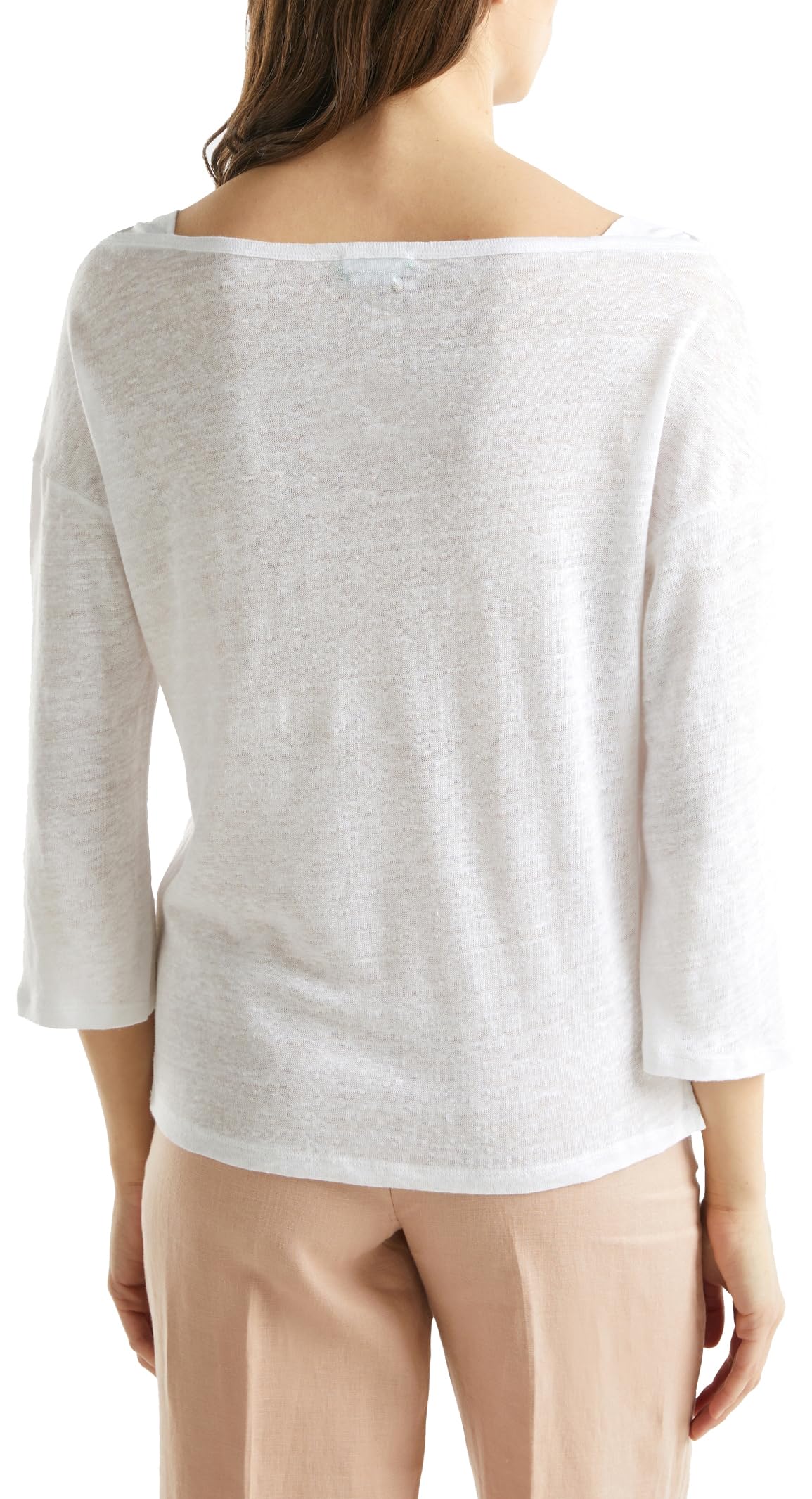 Benetton 3kgqe16b0 T-Shirt Donna Bianco Ottico 101 Lino