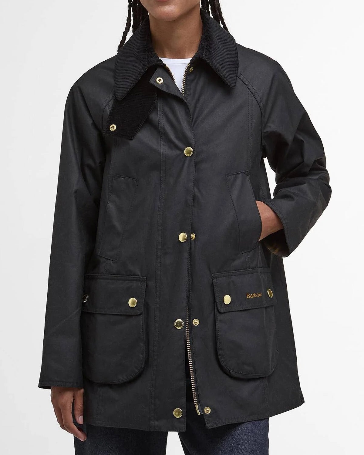 Barbour Modern Beadnell LWX1402 Giacca Donna Nero Cotone Cerato