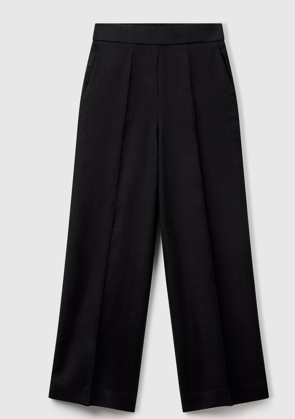 Benetton Pantalone Palazzo Donna Lino Tasche Elastico