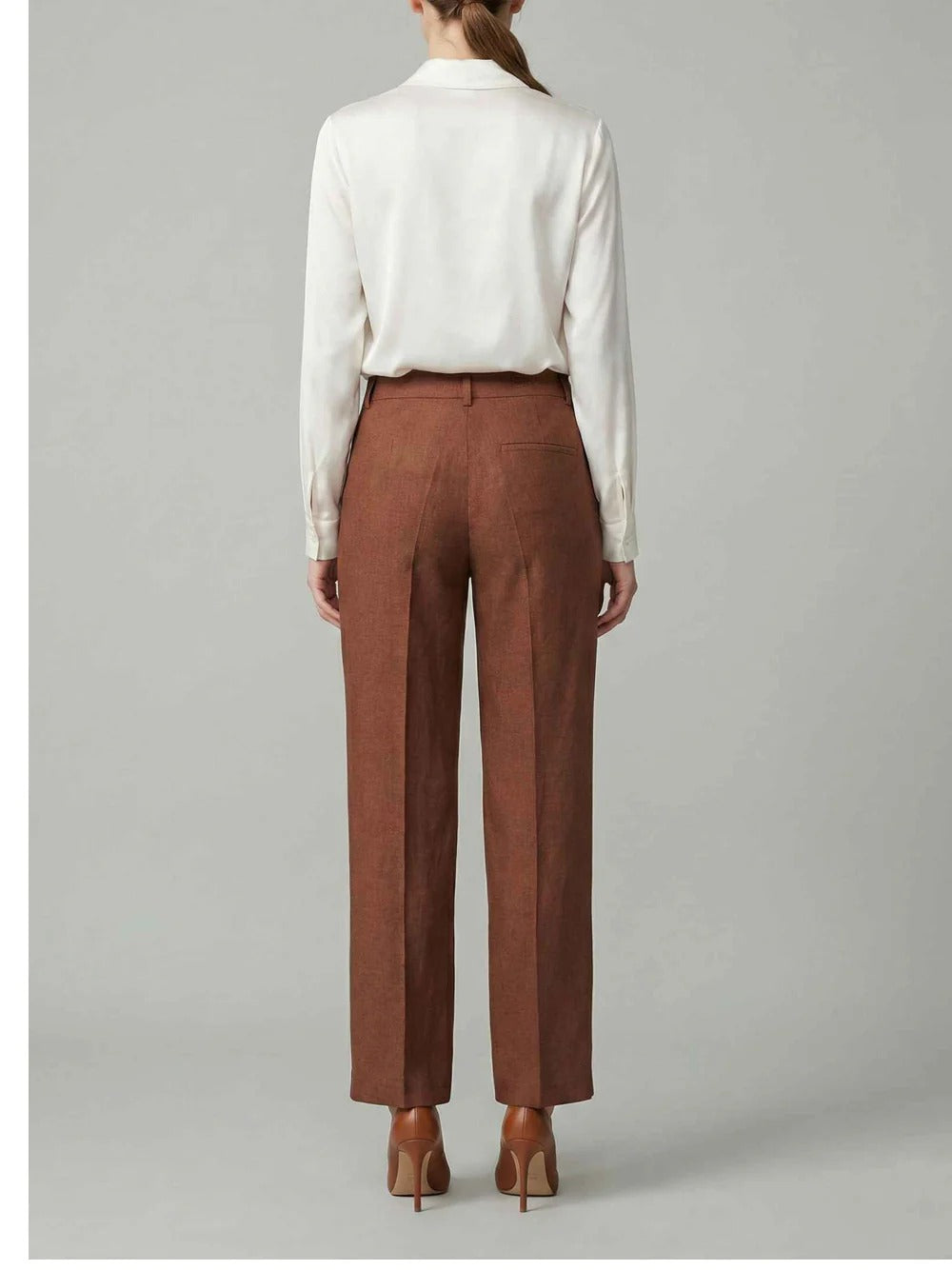 Gaelle Paris GAABW10024 pantalone moka in lino