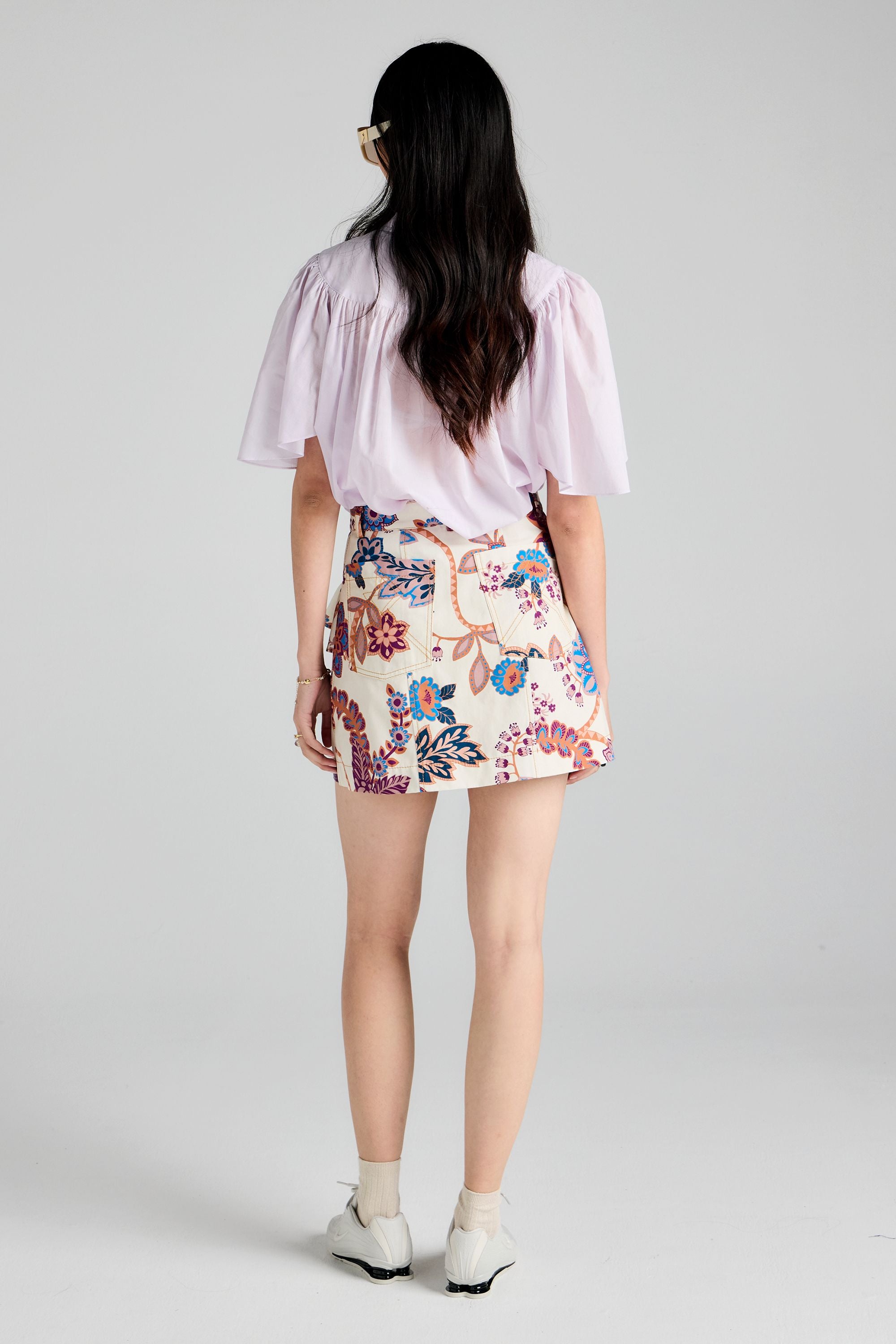 Karen Walker Skirts Alegra gonna cream multi cotone fiori