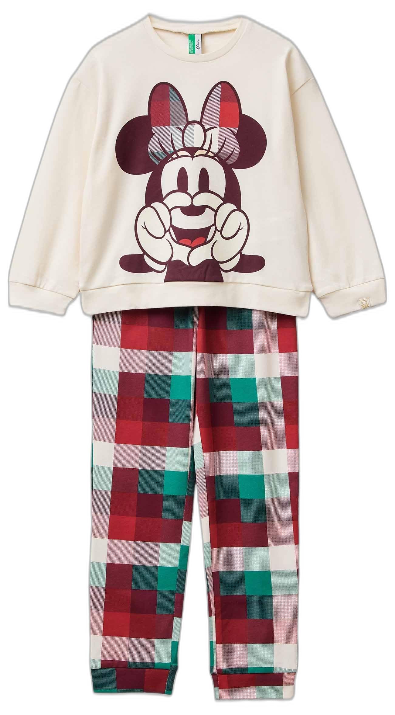 Benetton Set Pigiama Bambina Rosso Jersey Disney Cotone