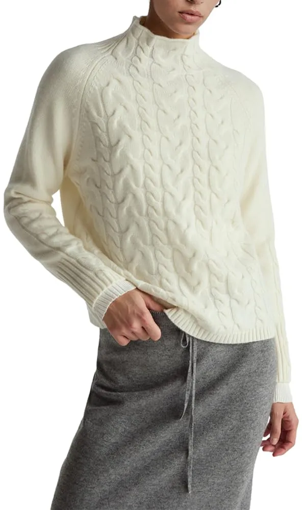 Benetton Maglieria 10K1D204G Maglione Lupetto Donna Bianco