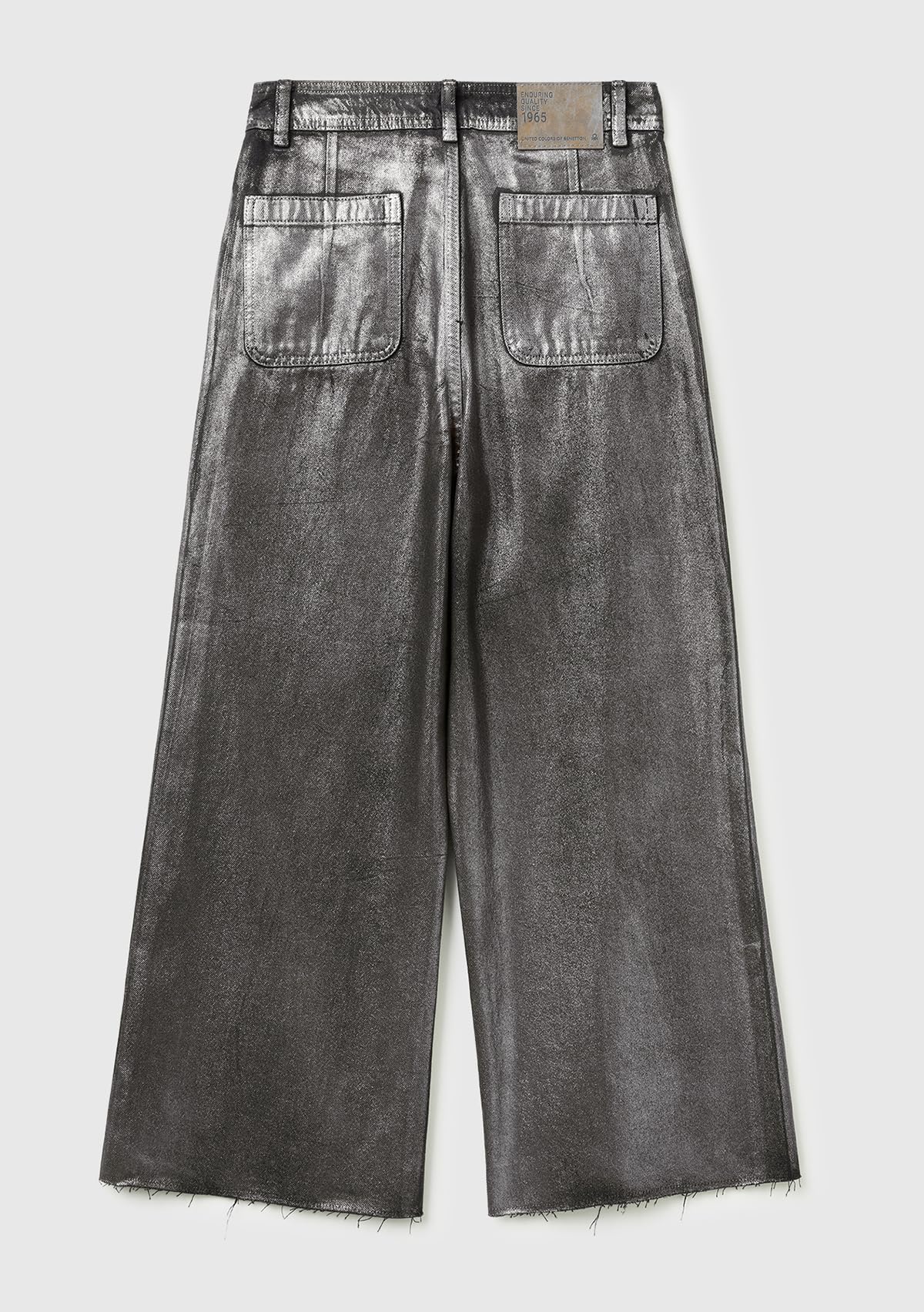 Benetton 48uhde02m jeans donna ampi vita alta laminato