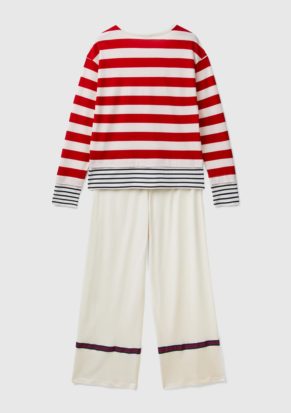 Benetton 3okg3p033 Set Pigiama Donna Cotone Multicolor