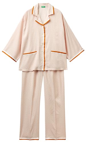 Benetton 41hh3p00e Pigiama Donna Rosa Pastello Viscosa