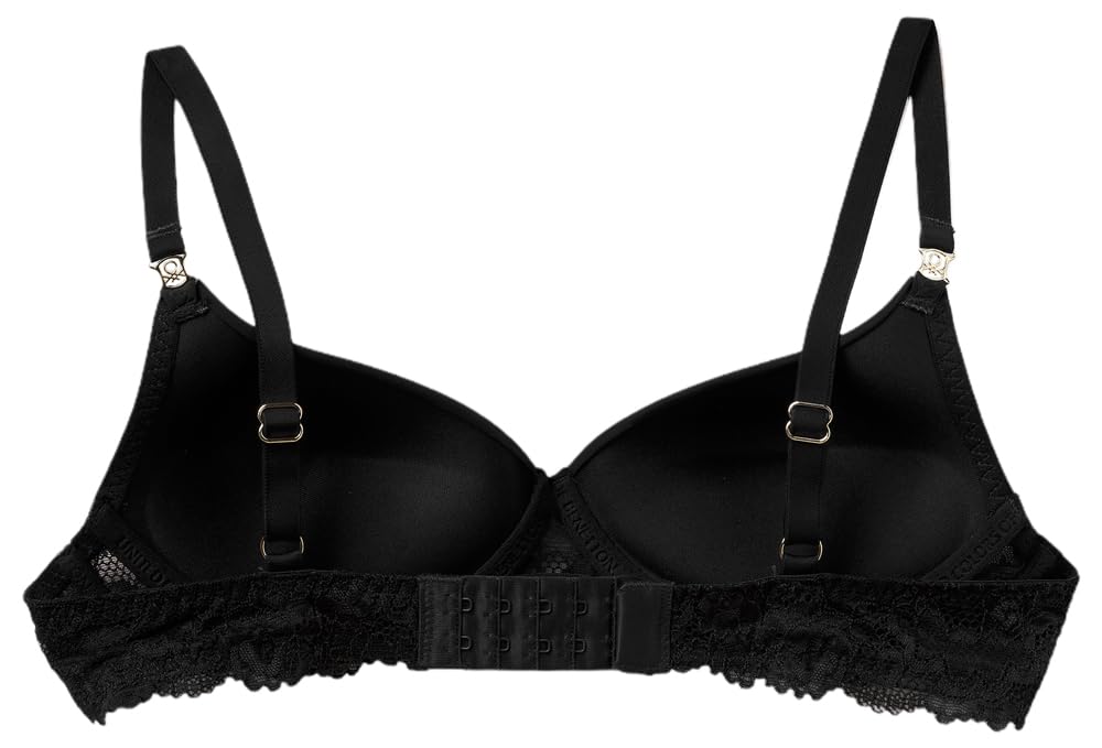 Benetton 3LEG1R027 Reggiseno Donna Nero Imbottito