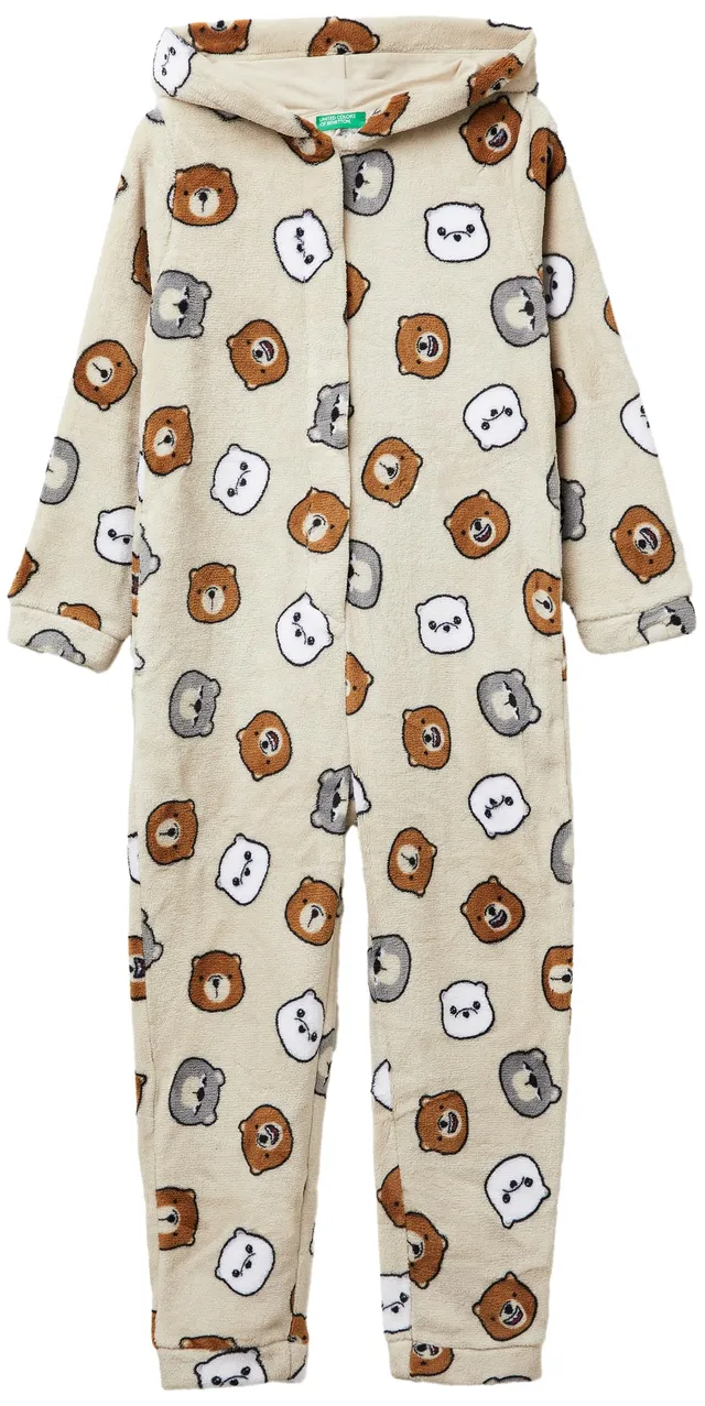 Benetton 33yb0t02j Tuta Pigiama Bambini XS Pelliccetta