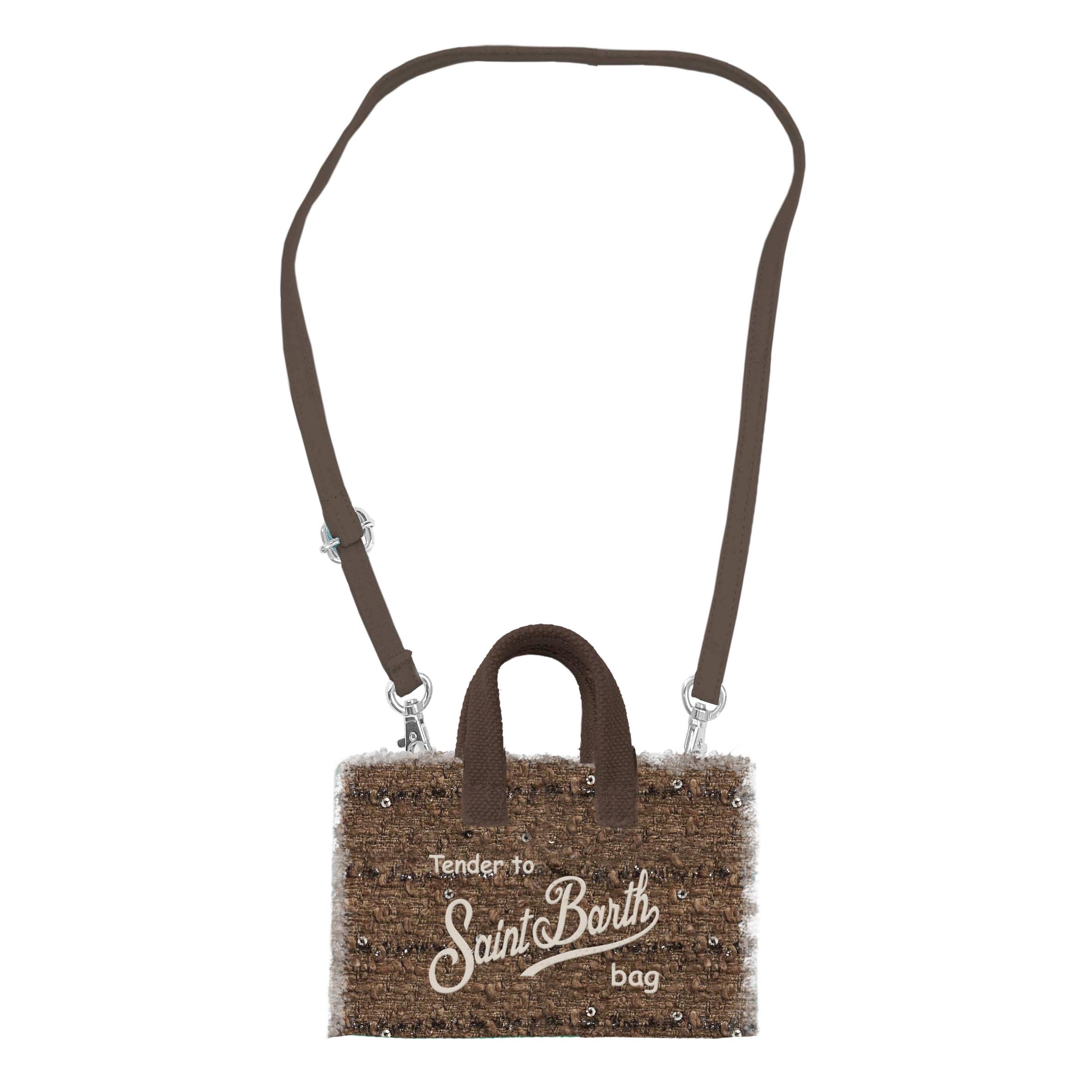 MC2 Saint Barth Phone Bag Tweed borsa marrone paillettes