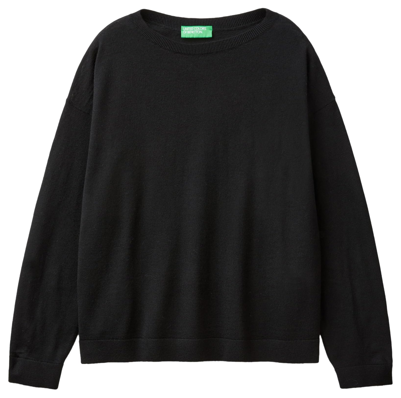 Benetton Maglia 11ahd10a4 Maglione Donna Lana Scollo Barca