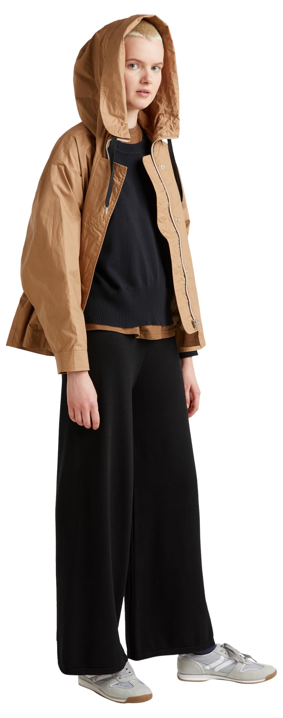 Benetton 1294DF00V Pantalone Donna Gamba Larga Elastico