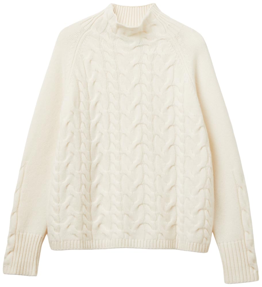 Benetton Maglieria 10K1D204G Maglione Lupetto Donna Bianco