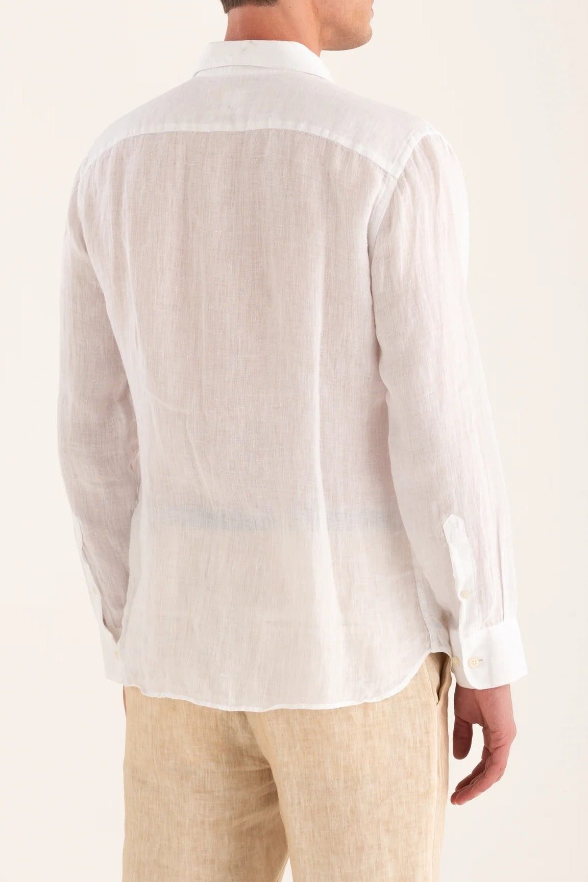 120% Lino 33ALIM1311 camicia lino bianco regular fit