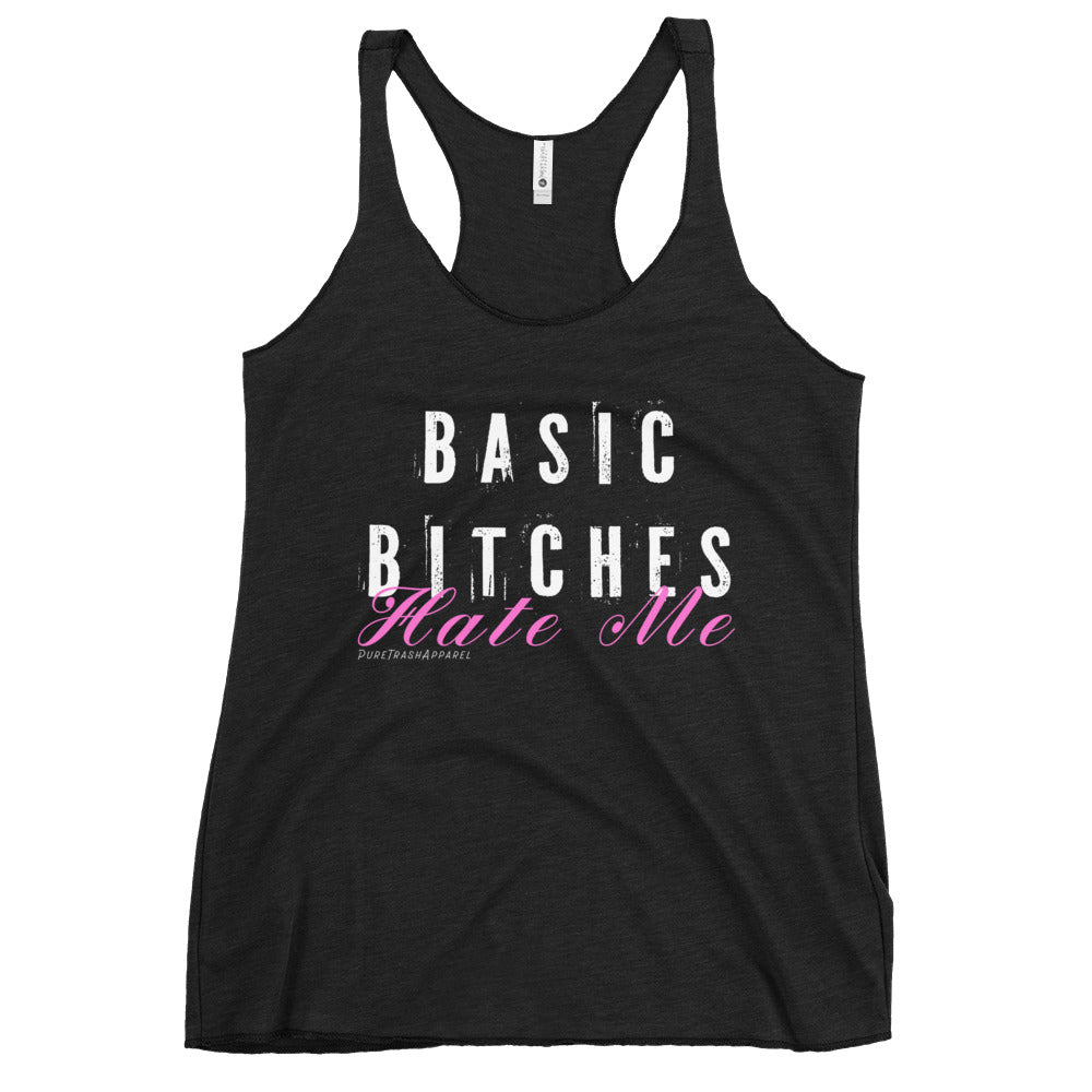 Pure Trash Basic Bitches Hate Me canottiera donna nera aderente
