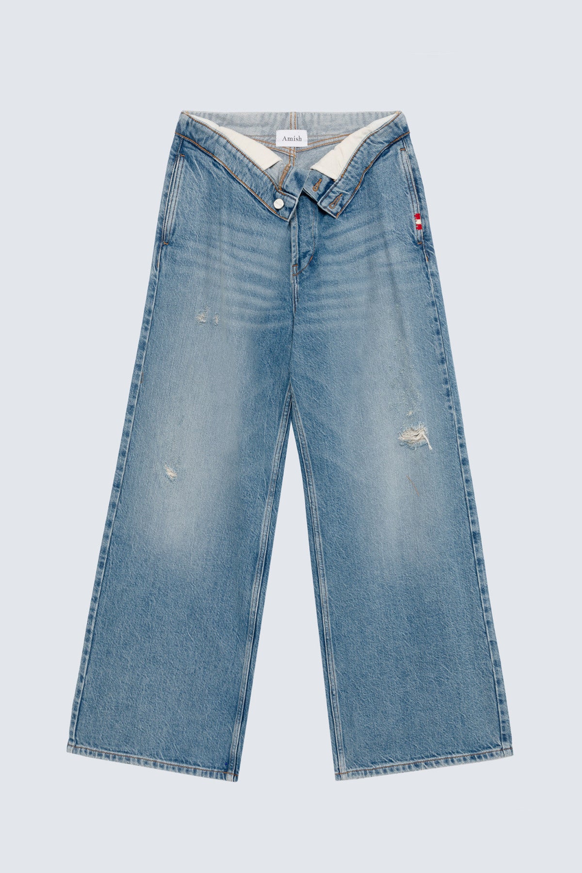 Amish Roll Up Dolly Jeans Donna Blu denim wide leg