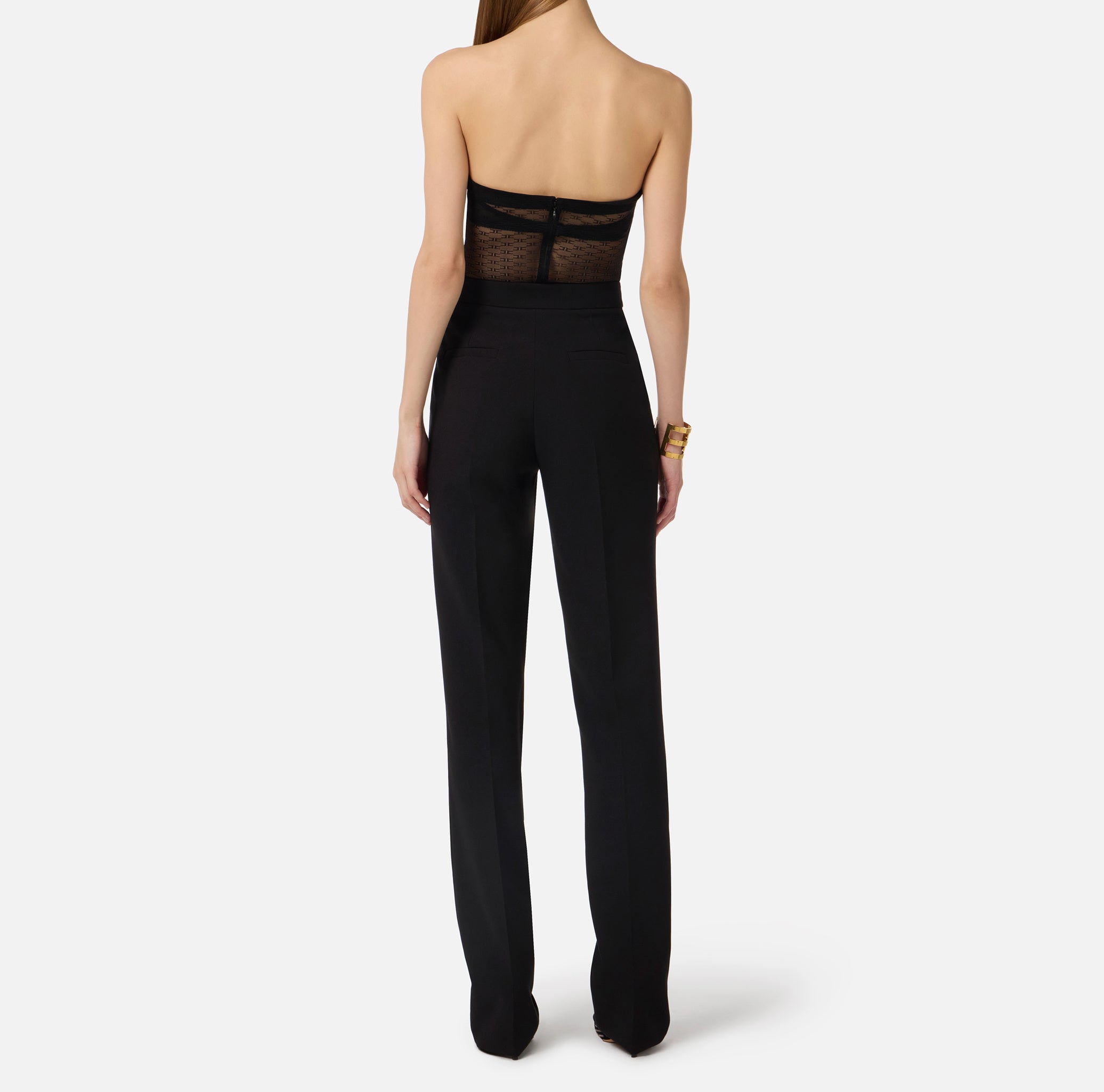 Elisabetta Franchi BO02662E2 Body Donna Nero Jacquard