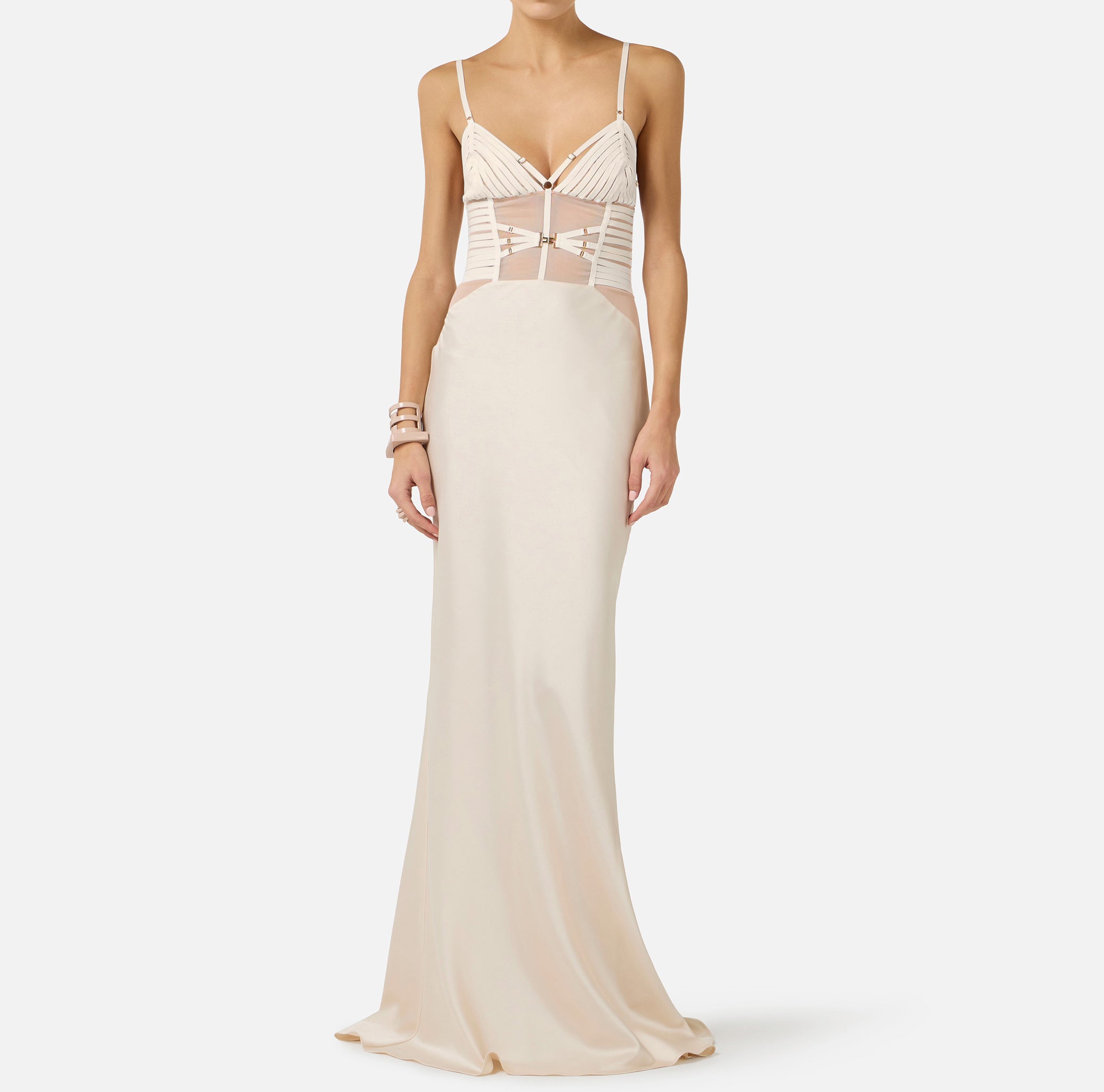 Elisabetta Franchi ABR5362E2 abito raso avena donna