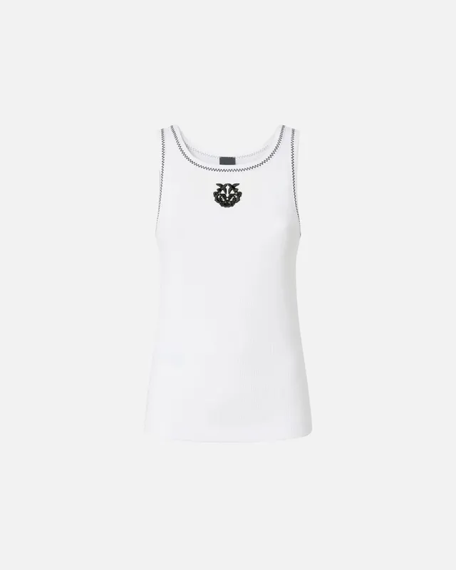 Pinko Bitetto 106816 A3AL canotta bianco/nero cotone